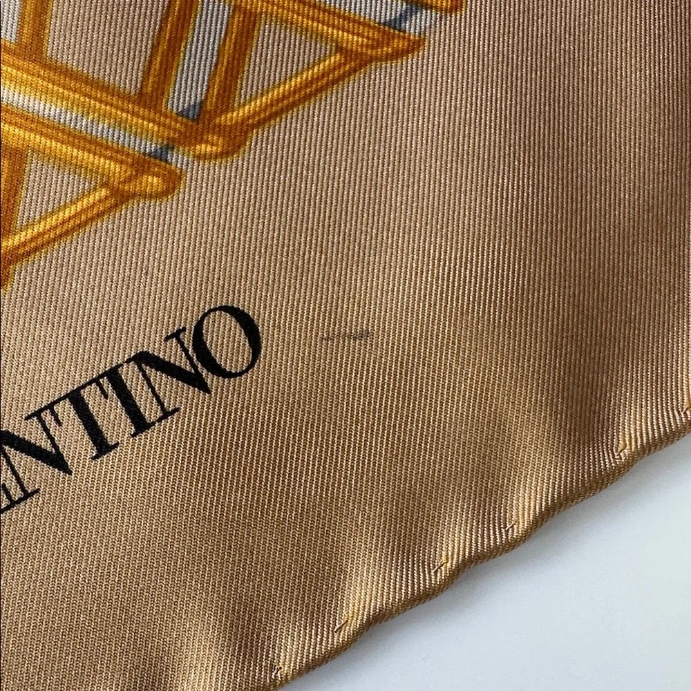 Valentino Pink and Gold Floral Silk Scarf